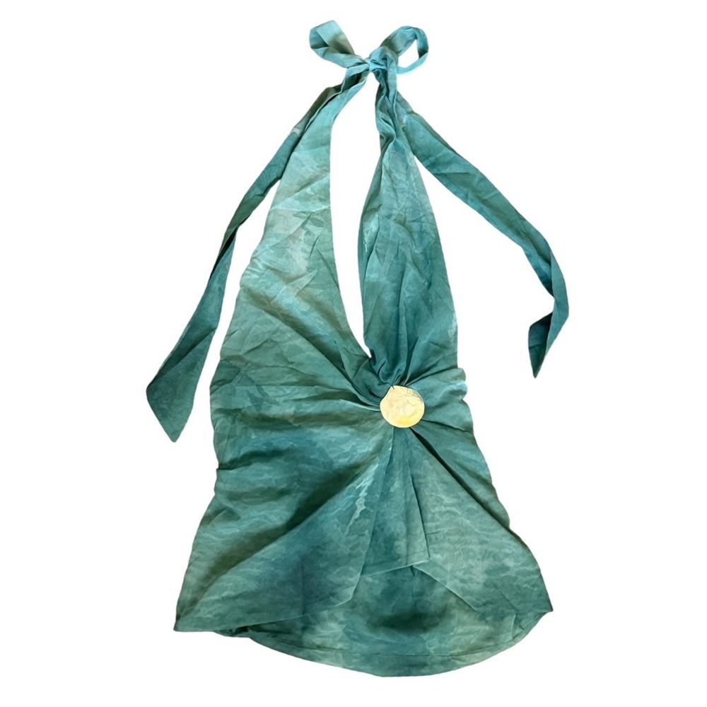 Peppermayo Eleanora Plunge Scarf Mini Dress Green Tie Dye US 6 Halter Backless - Picture 3 of 9